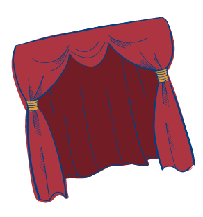 cartoon stage with red curtains