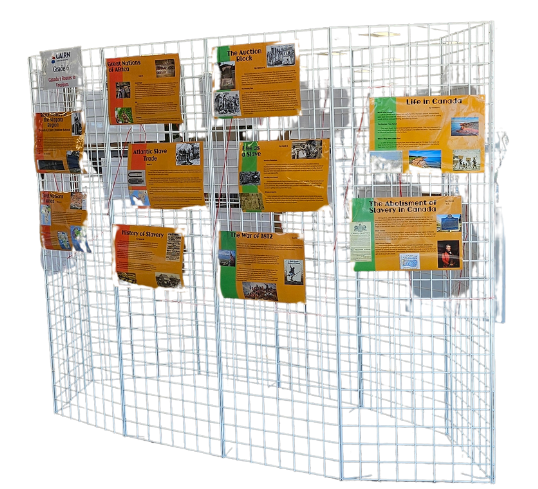 works hanging on an art cube