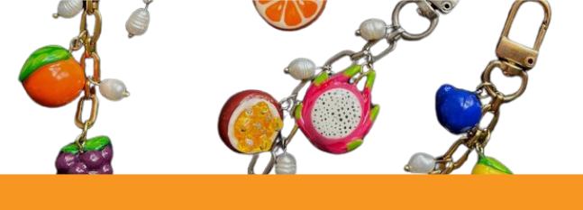 collection of bag charms made of beads