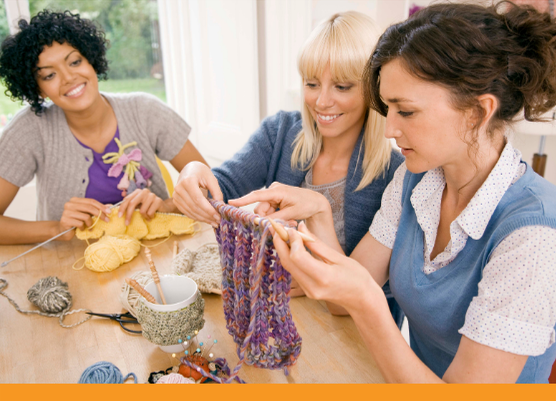 group of women knitting