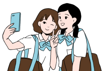 illustration of teens taking selfie